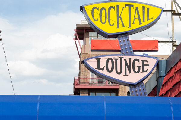 Large classic cocktail lounge neon sign.