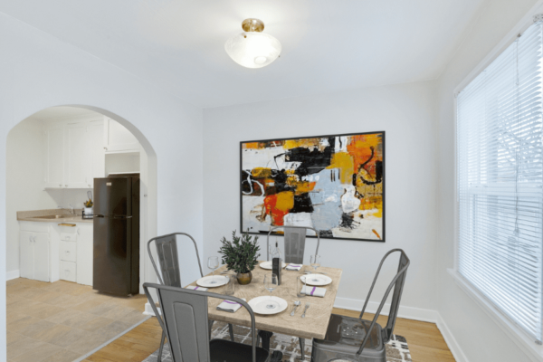 dining area with view into kitchen