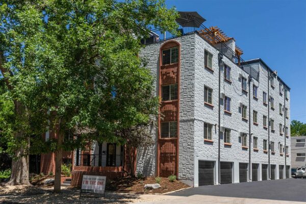 Exterior view of the garages at 1360 Williams.