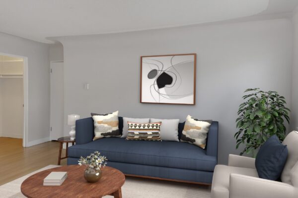 living room with couch and coffee table