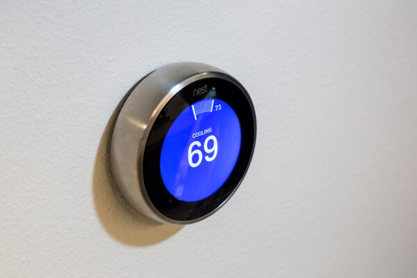 Detail of Nest thermostat.