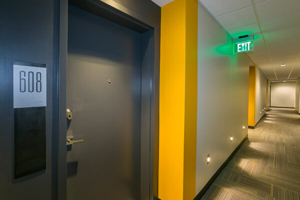 Hallway outside apartment 608.