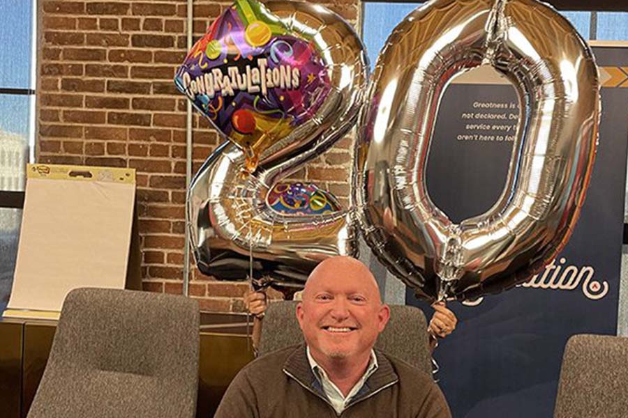 Portrait of Mark Windhager celebrating 20th anniversary with RedPeak.