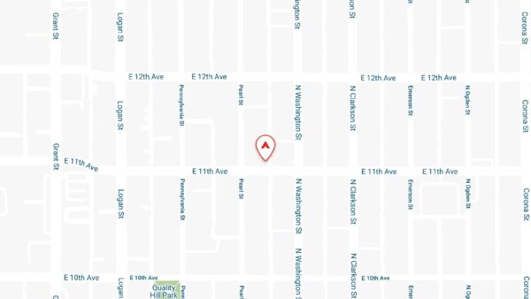 Static map showing the location of 611 East 11th apartments in Denver, CO