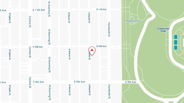 Static map showing the location of 950 Lafayette apartments in Denver, CO