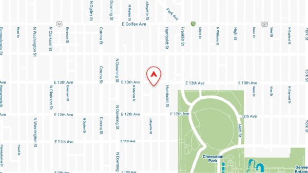 Static map showing the location of 1280 Lafayette apartments in Denver, CO