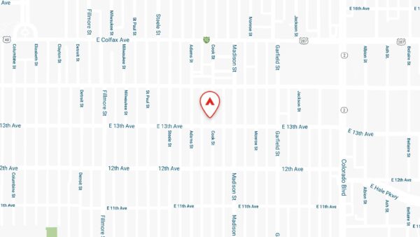 Static map showing the location of 1311 Cook apartments in Denver, CO