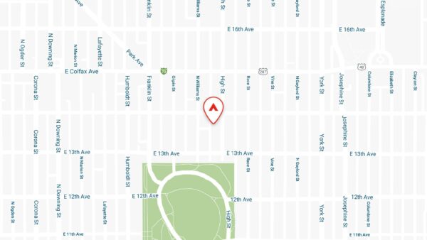 Static map showing the location of 1375 High apartments in Denver, CO