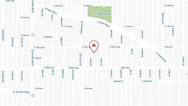 Static map showing the location of 870 Cherry apartments in Denver, CO