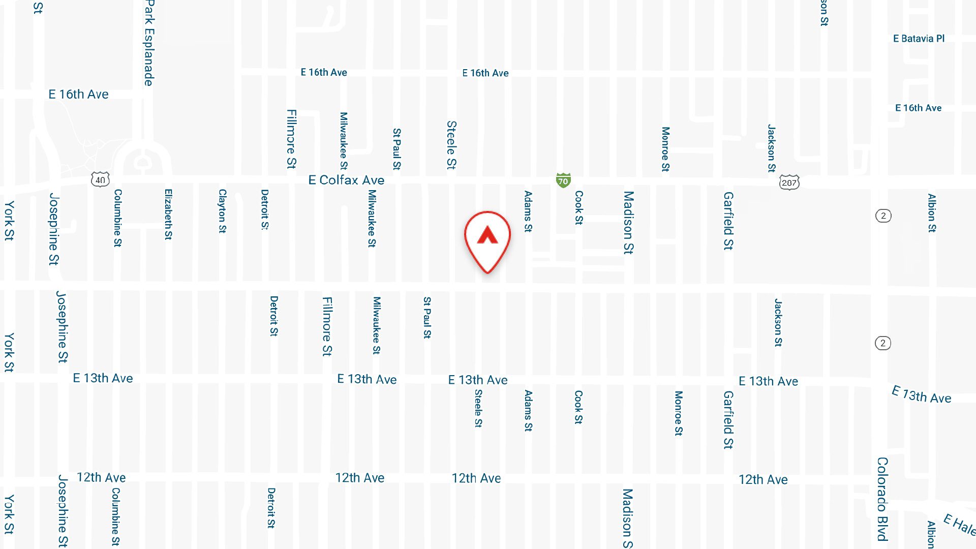 Static map showing the location of Liv on Steele apartments in Denver, CO