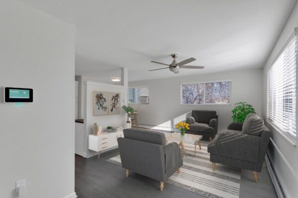 view of living room at trace townhomes