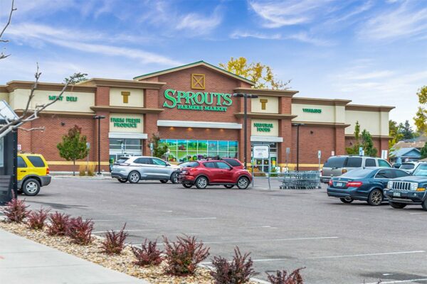 Sprouts Farmers Market with large parking lot.