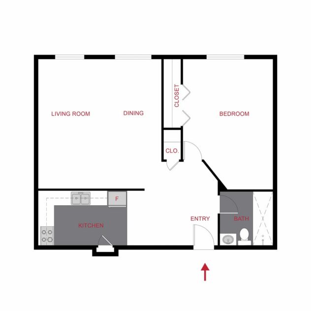 Rendering of the Plan A1 - One Bedroom Floor Plan