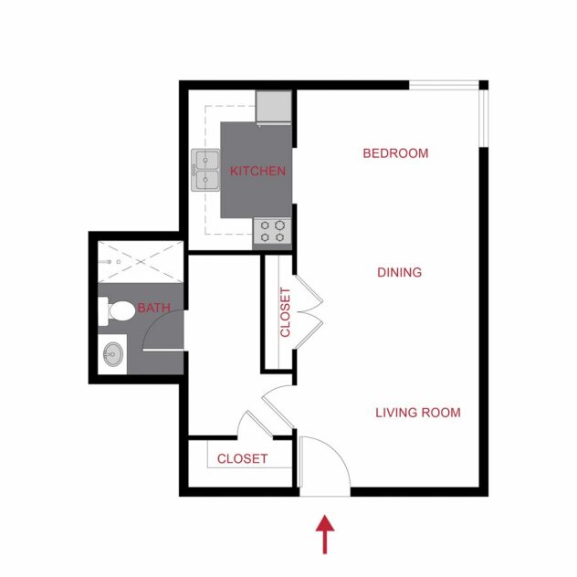 Rendering of the Plan S1 - Studio Floor Plan