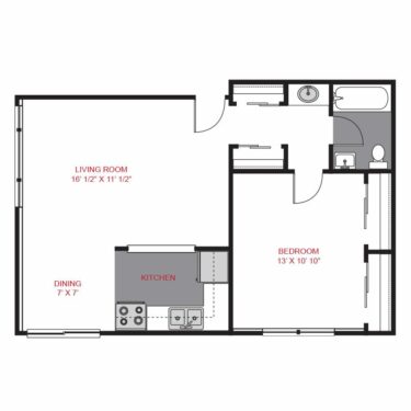 Rendering of the Plan A - One Bedroom Floor Plan