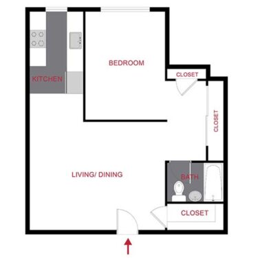 Rendering of the Plan A - One Bedroom Floor Plan