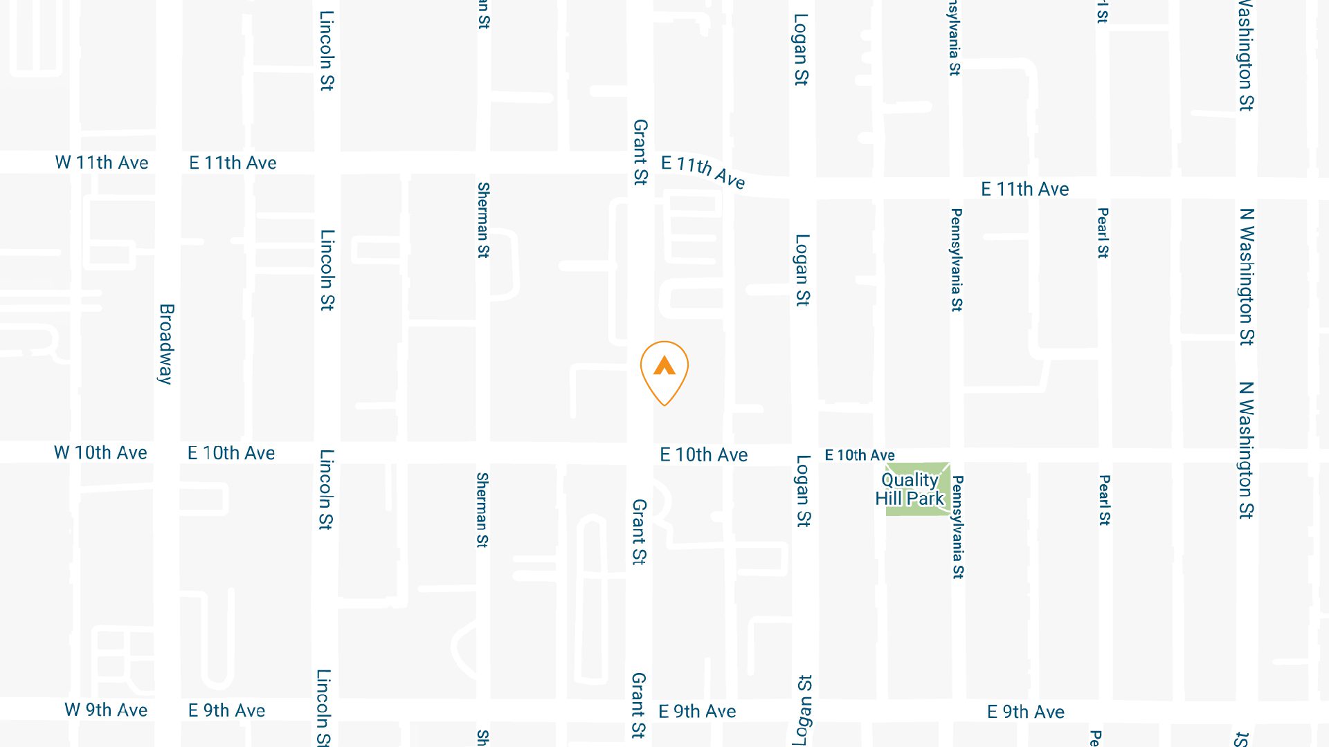 Map showing location of 1000 Grant apartments on Grant street in Denver.