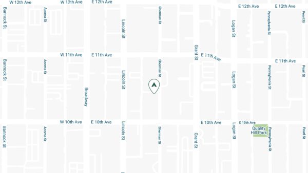 Map showing location of the Scot apartments on Sherman street in Denver.