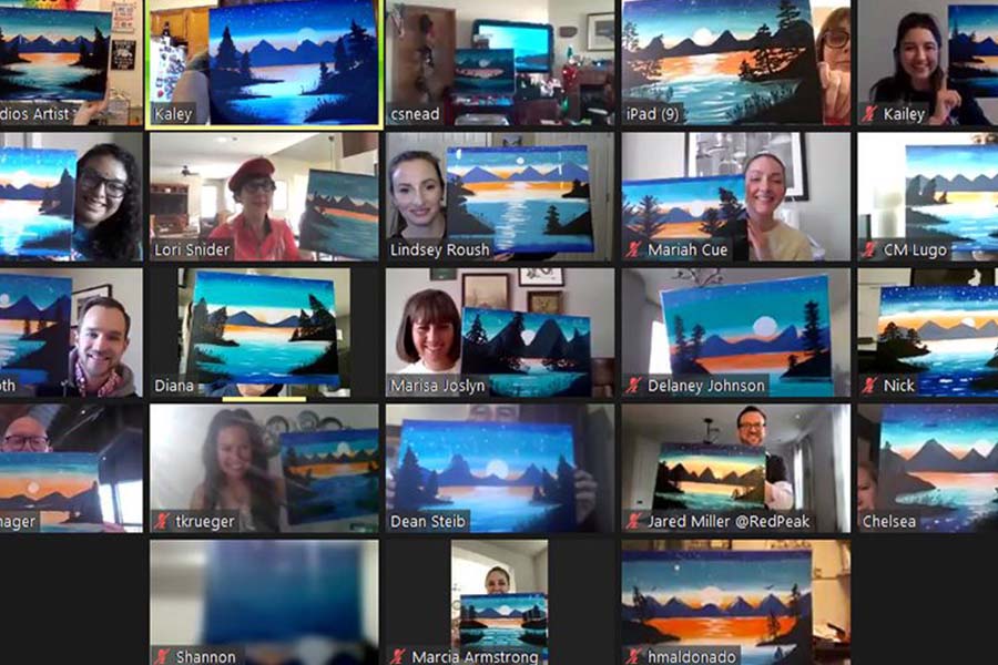 Screenshot of zoom paint party.