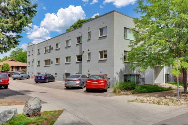 rear view of parking lot at 25 emerson aparmtments