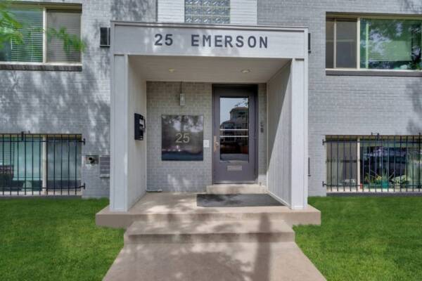close up shot of 25 emerson apartments front entry