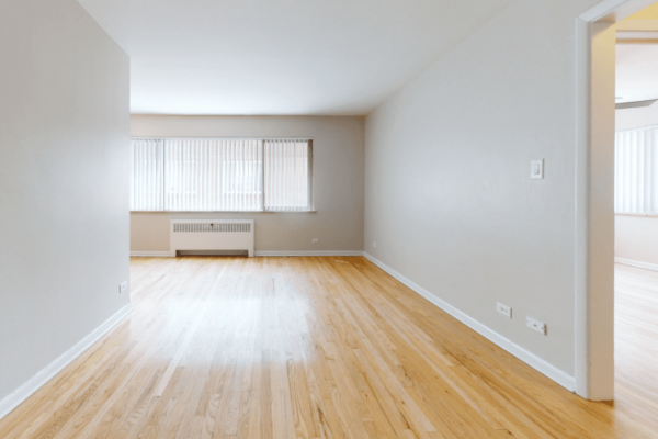 living room with large window
