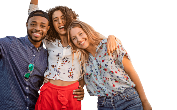 group of friends hugging