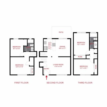 Rendering of the 4 Bedroom Townhome Floor Plan