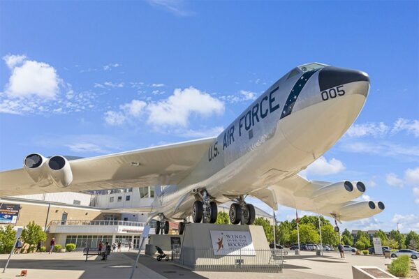 B52 airplane display outside Wings over the Rockies in Lowry.
