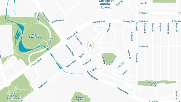 Map showing location of The Allyson townhomes in Lowry.