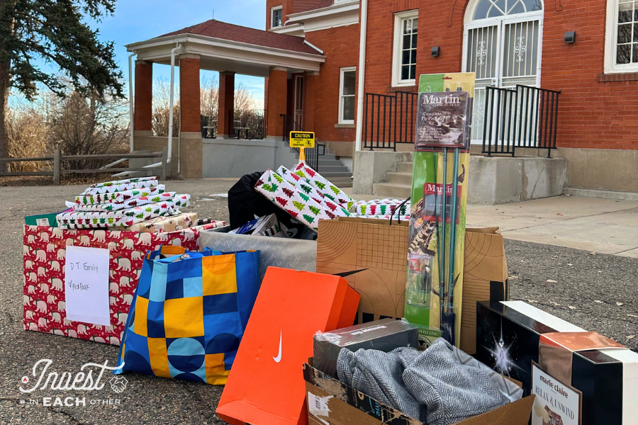 Picture of gifts sitting in front of Savio House