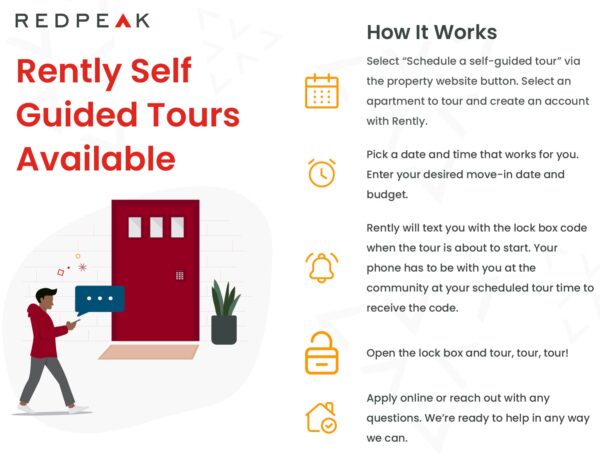 Instructions for self-guided tours of your Redpeak apartments
