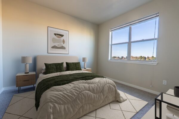 bedroom with large bed and window