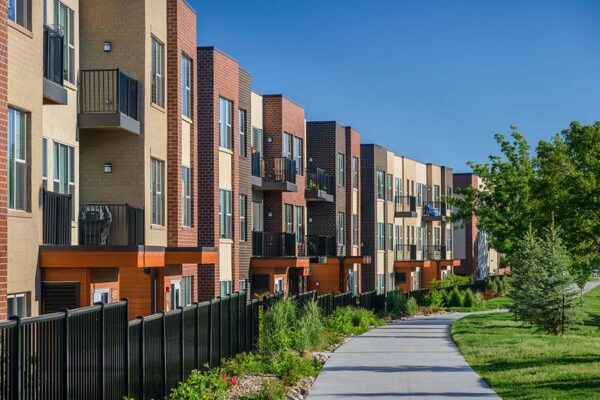 Monaco Row apartments with modern architecture and brick construction.
