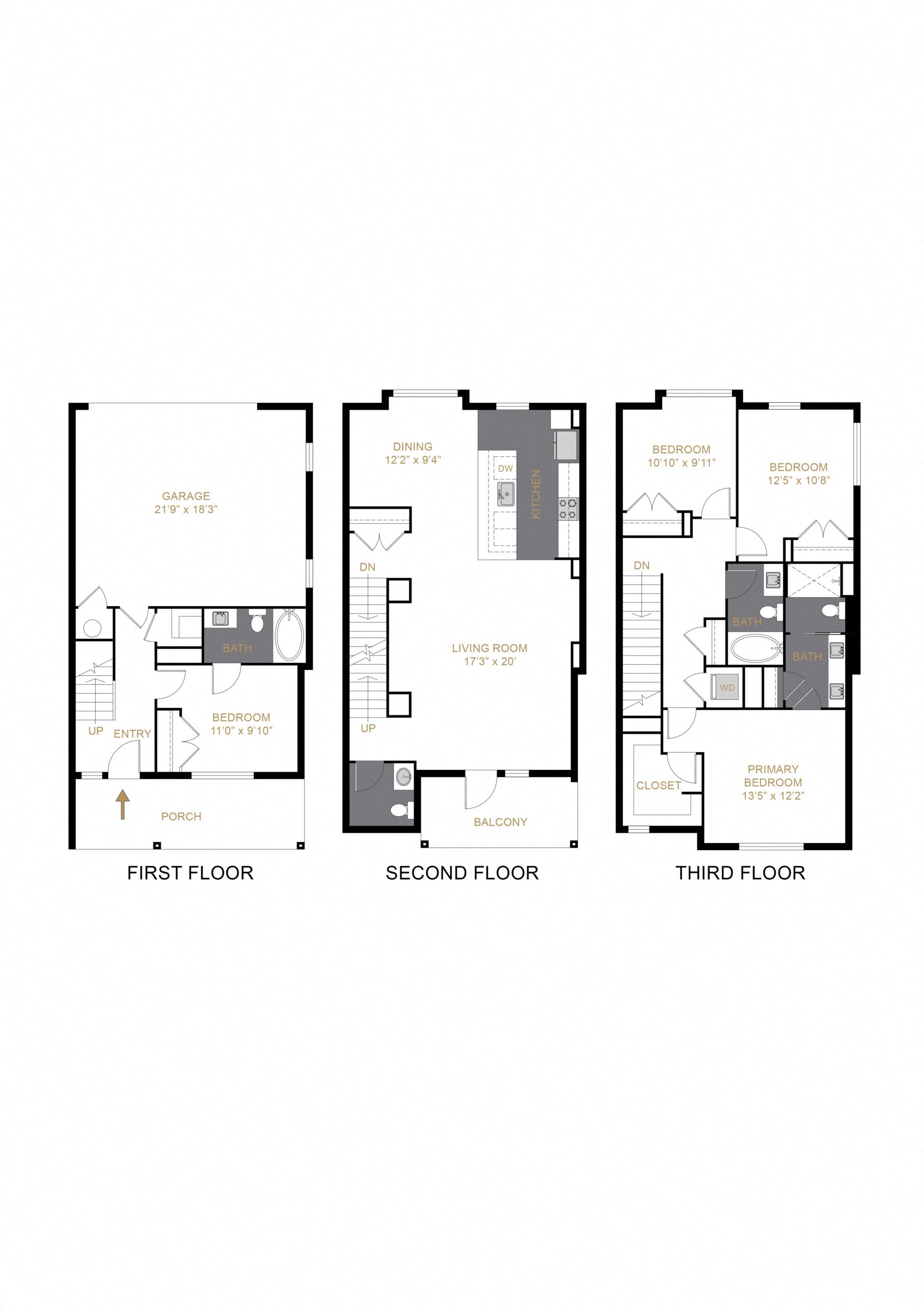 Rendering of the The Elite floor plan with 4 bedroom[s] and 3.5 bathroom[s] at Allyson Townhomes