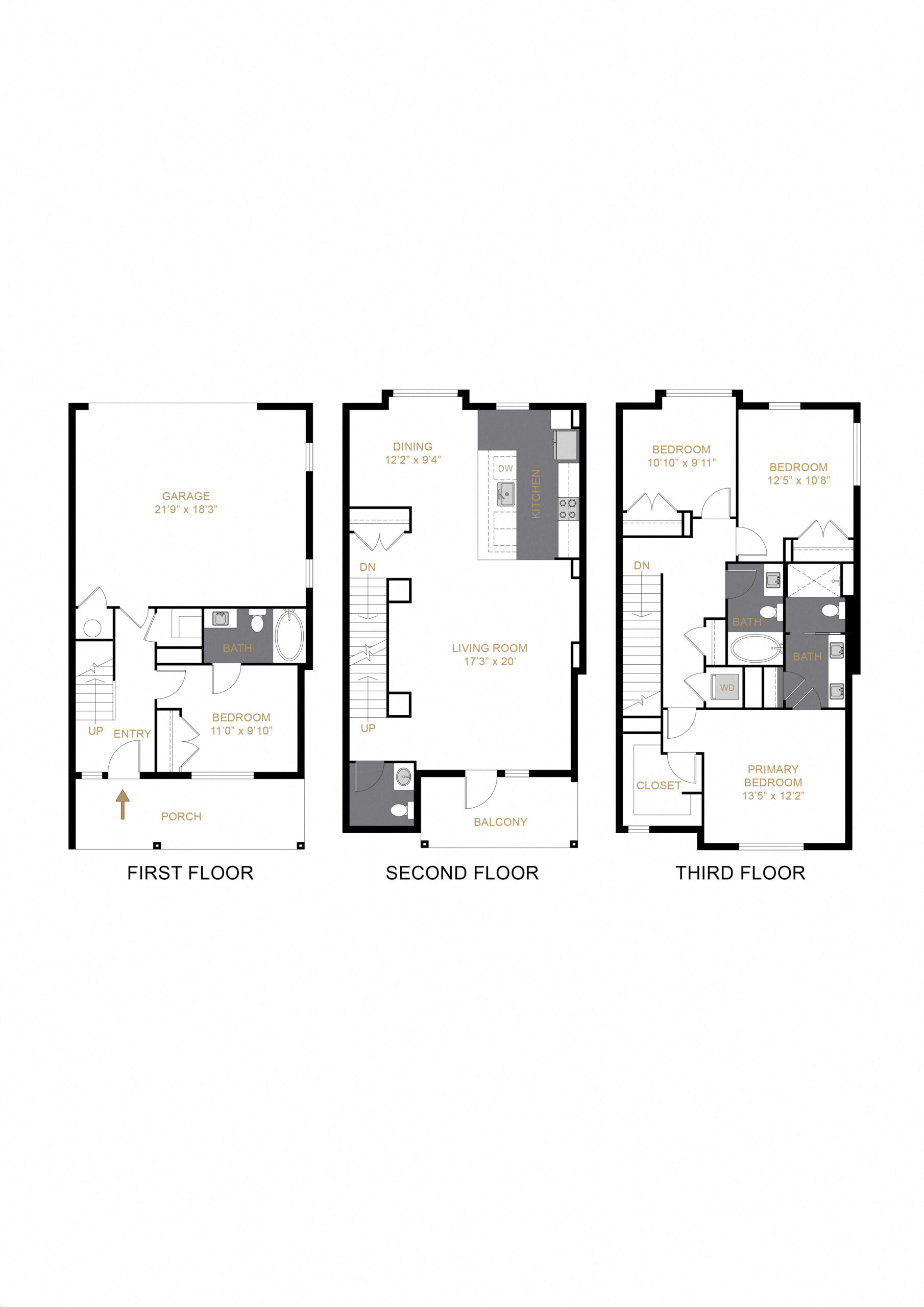 Rendering of the The Elite floor plan with 4 bedroom[s] and 3.5 bathroom[s] at Allyson Townhomes