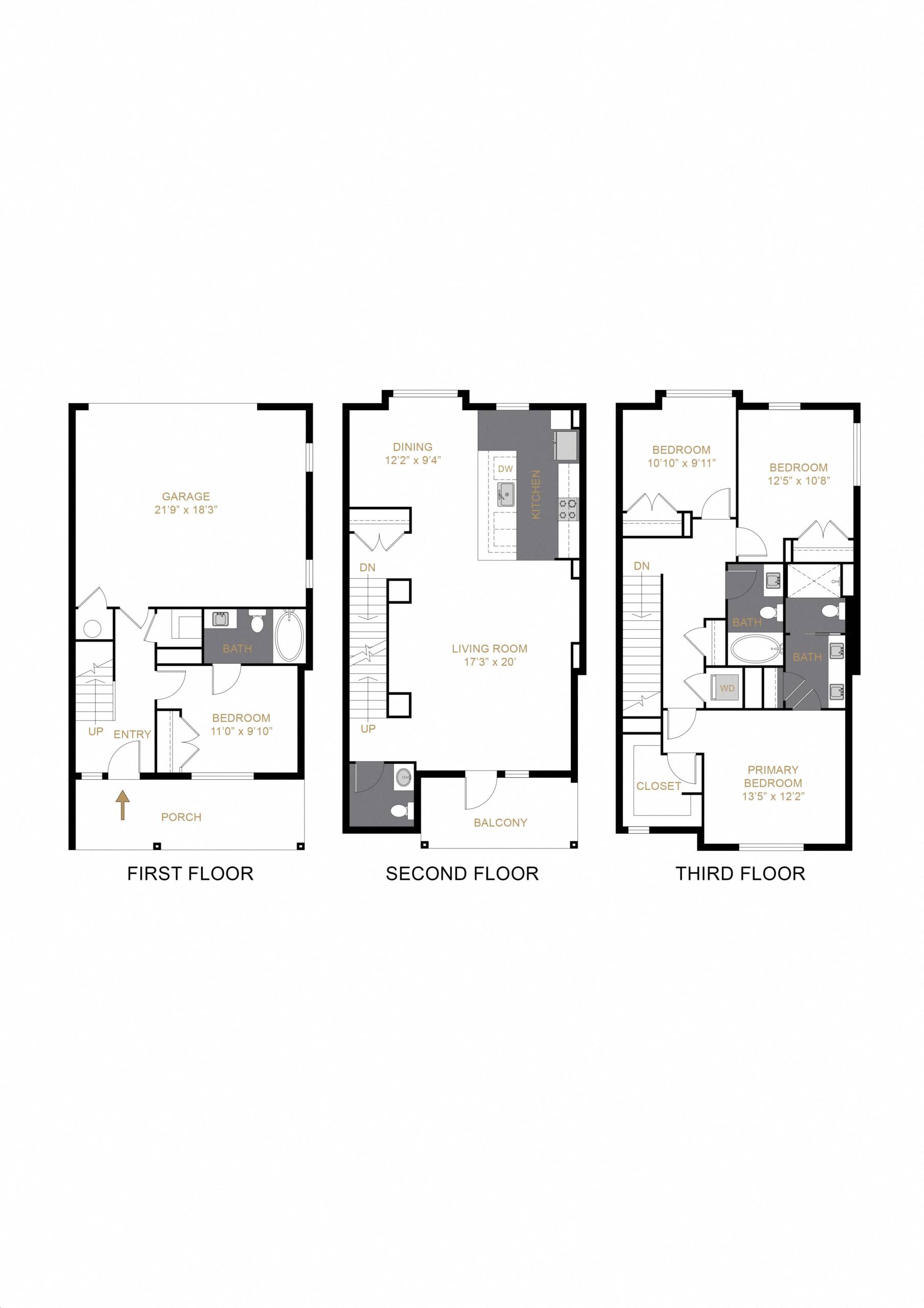 Rendering of the The Elite floor plan with 4 bedroom[s] and 3.5 bathroom[s] at Allyson Townhomes