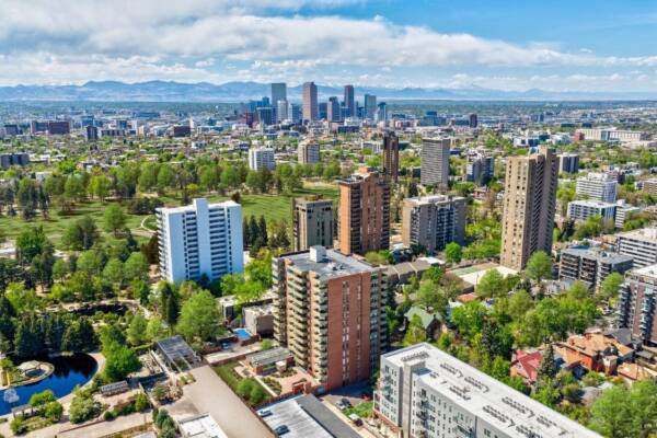 ariel shot of the manchester apartments