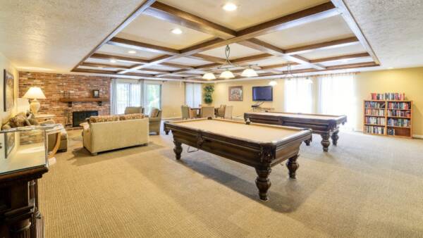 two pool tables and game room