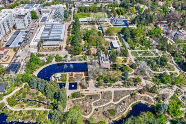 Aerial view of Denver Botanic Gardens near Cheesman Park.