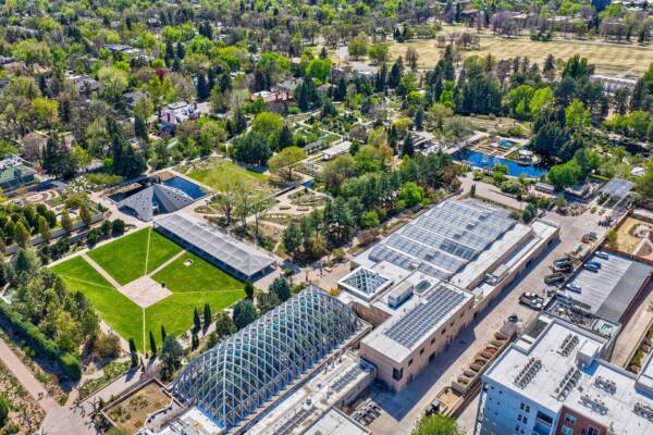 Aerial view of Denver Botanic Gardens near Cheesman Park.